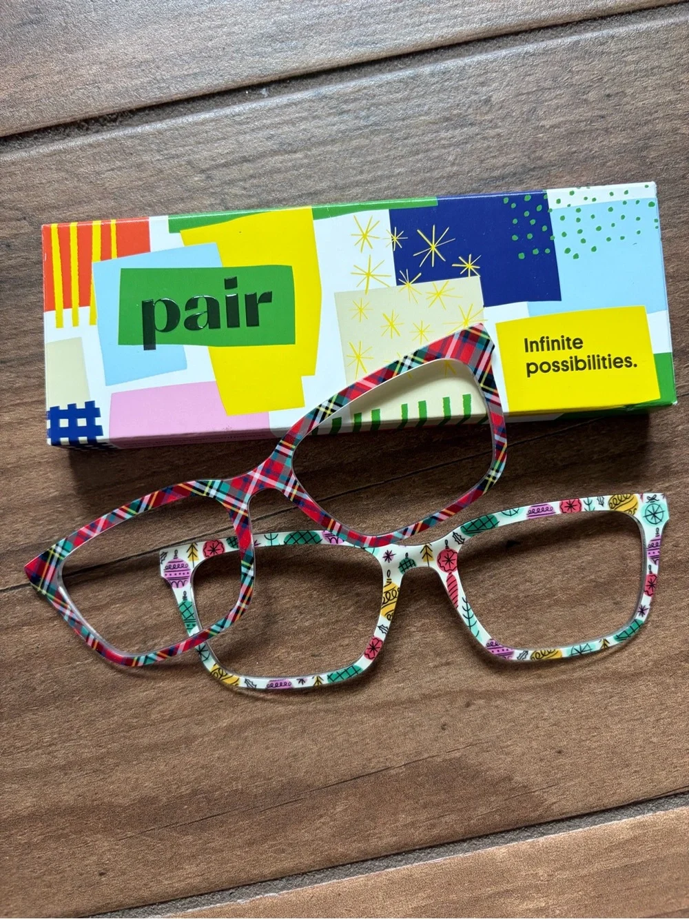 Set of 2 Pair Colorful Patterned Festive Holiday Toppers for The Larkin
